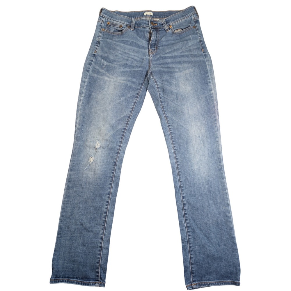 J.Crew Womens Straight Leg Cotton Blend Blue Denim Jeans Size 28